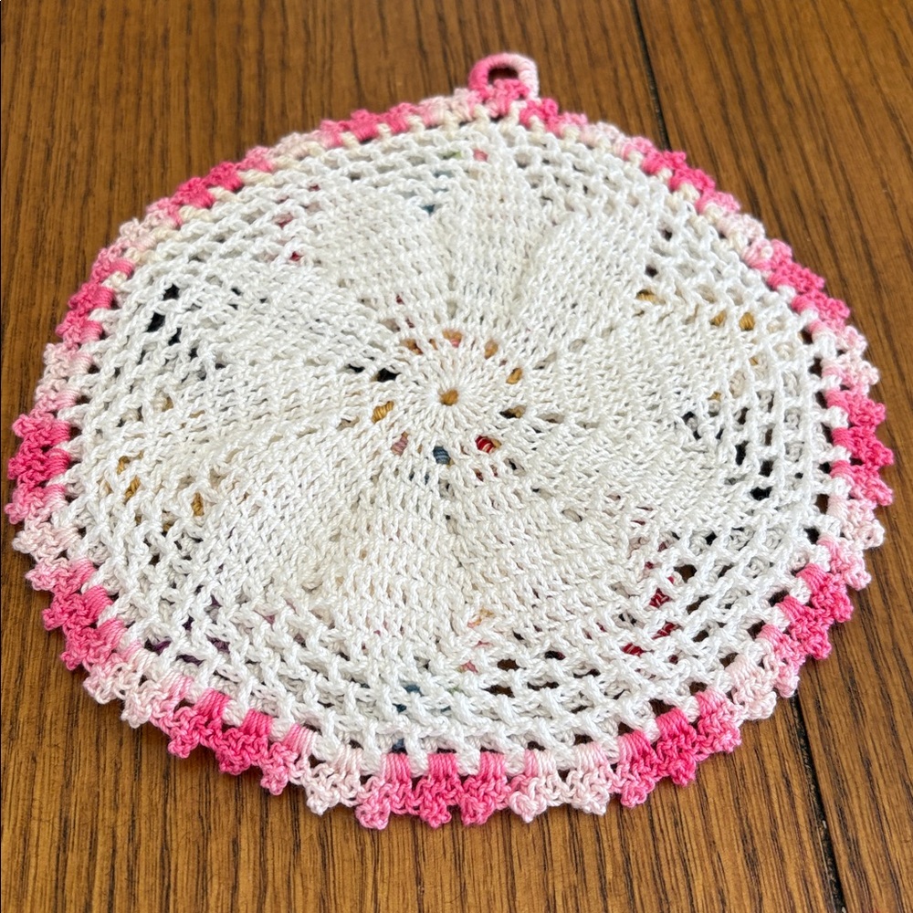 Colorful Crochet Potholder with Floral Design - Picture 2 of 2